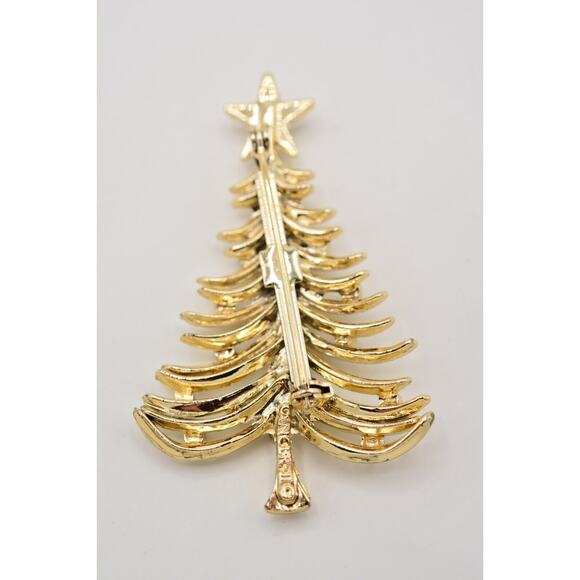 Tancer II Vintage Christmas Tree Pin Brooch Rhinestone Crystal Signed 80s BinAC - Picture 11 of 12